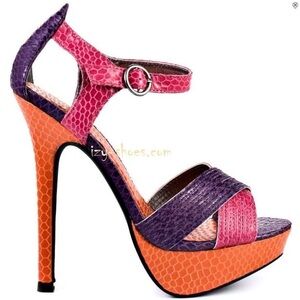 Luichiny by IZY Shoes color blocked stiletto alligator pattern heels